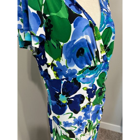 Ralph Lauren Womens Floral Dress 18 XL Blue Floral - Picture 7 of 9